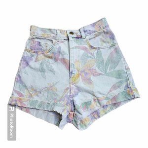 American Apparel High Waisted Floral Jean Shorts Size 27